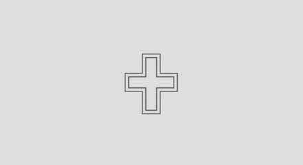 Obraz premium Simple Double-Outlined Christian Cross Design