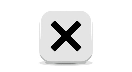 Obraz premium Simple Gray Button with a Black X Mark
