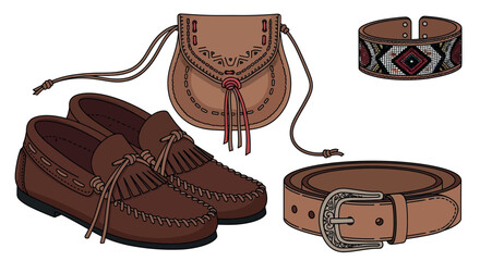 Boho Style Accessories Collection Illustration