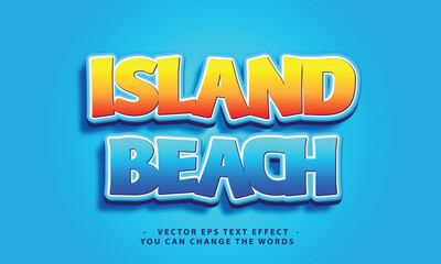 island beach with design text effect illustration