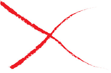 Red brush strokes forming an x shape
