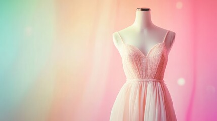 Obraz premium Elegant Peach Dress on a Mannequin