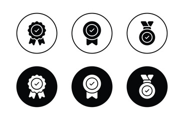 Medal with star icon set vector	