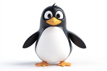 Fototapeta premium Penguin isolated in 3d cartoon character on white background