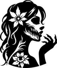 silhouette vector illustration silhouette design icon logo symbol beautiful zombie woman with scary face 
