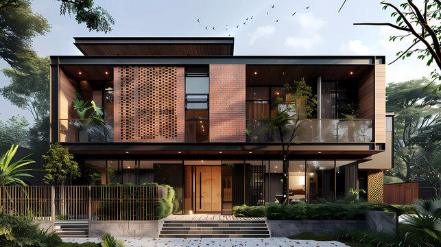Modern Brick House with Glass Windows and Contemporary Design - Luxury Architecture