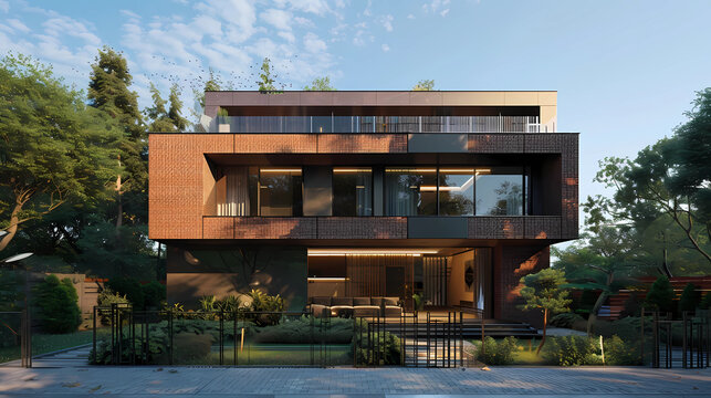 Modern Brick House with Glass Windows and Contemporary Design - Luxury Architecture