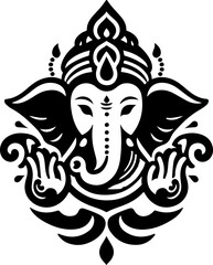 silhouette vector illustration sketch design icon logo symbol god ganesha in hindu religion teachings ethnic classic vintage traditional