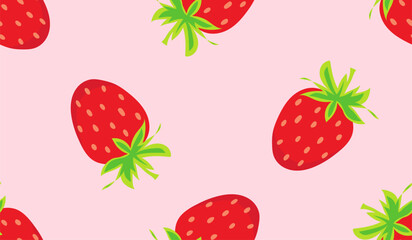 Seamless pattern with cute strawberry.
