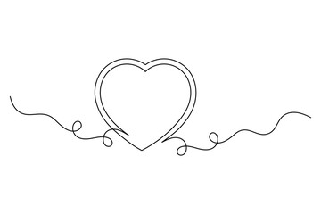 Fototapeta premium Elegant Heart Divider Continuous Single Line Art Love Border for Cards & Invitations. vector