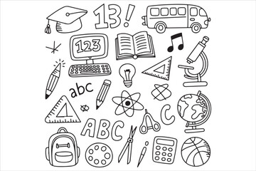 Modern Vector Icons: Education, Science & Business Essentials in Black