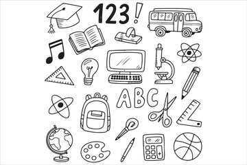 Modern Vector Icons: Education, Science & Business Essentials in Black