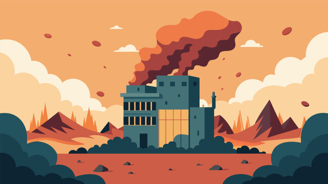 The chaos and dust clouds that arise as a building is demolished transforming the oncefamiliar landscape.. Vector illustration