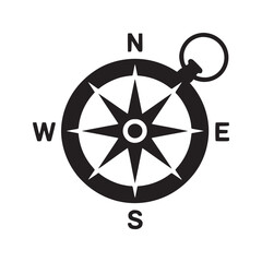Obraz premium A compass rose in black and white with north south east and west directions on a white background