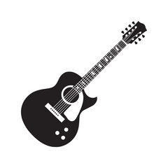 Naklejka premium A black and white graphic illustration of an acoustic guitar on a white background isolated view