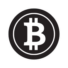 A black and white illustration of the bitcoin symbol inside of a circle shape on a white background