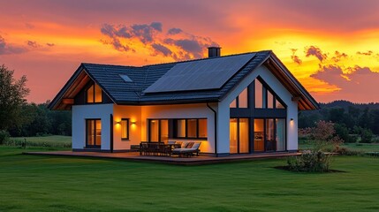 sunset in the village