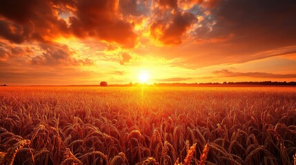 wheat field at sunset