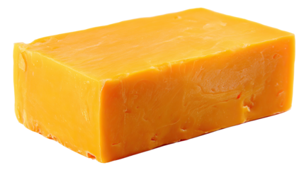 Block of Cheddar Cheese on Transparent Background

