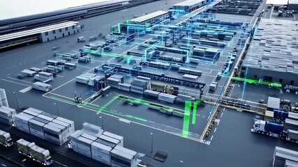 Digital logistics network visualization of freight transport and distribution system - Powered by Adobe