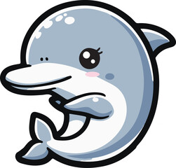 Playful marine animal stickers, dolphin