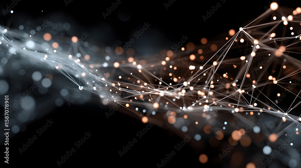 Poster abstract network nodes connected lines data visualization
