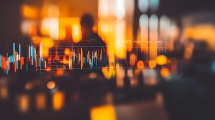 Abstract graphic display of financial data overlaid on a blurred background.