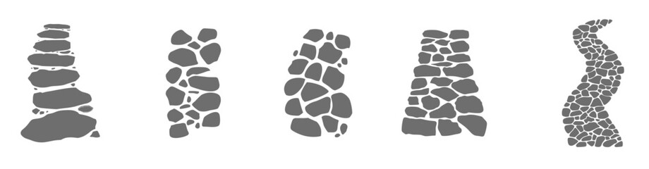 stone path walkway texture vector set collection - curved and straight stone path