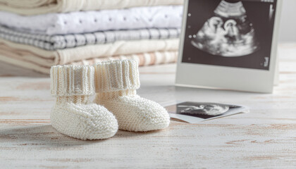 Concept of newborn supplies and childbirth preparation.