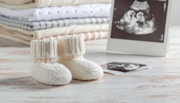 Concept of newborn supplies and childbirth preparation.