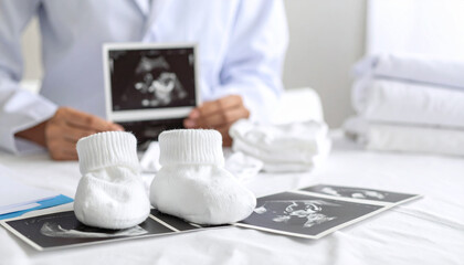 Concept of newborn supplies and childbirth preparation.