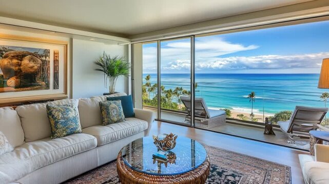 Ocean front condo living room