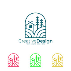 fertile plantation and agriculture logo with line style
