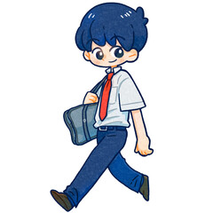 夏服の学生服を着た男の子イラスト