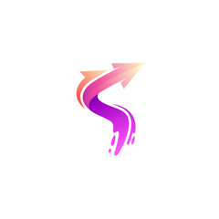 S logo and arrow design template, 3d colorful design