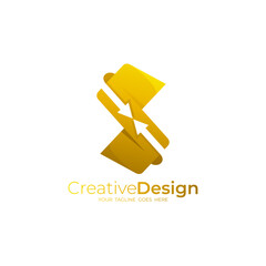 Abstract Letter S logo with arrow design technology