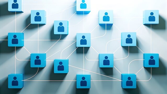 Connected network of people icons representing social connections communication teamwork and digital networking