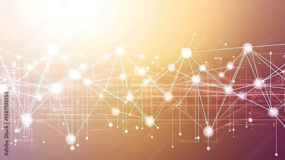 Poster abstract network graphic design with interconnected nodes and lines.