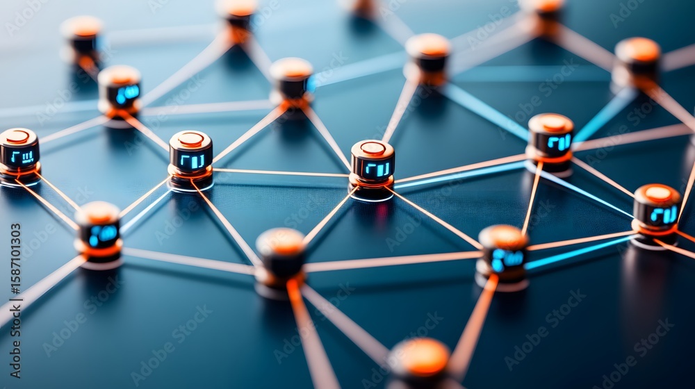 Poster interconnected nodes form a complex network pattern.