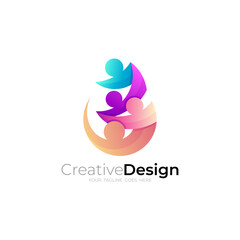 Charity design vector, humanitarian logo with an icon of people gathering