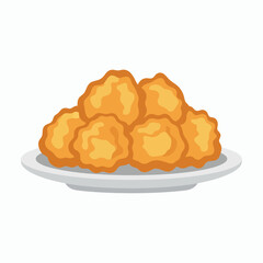 A pile of goldenbrown chicken nuggets on a light gray plate