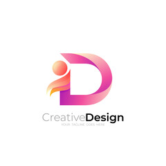 D logo and humanity icon with colorful 3d style, unity logos