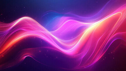 Glowing neon light waves, smooth gradient flow of vibrant colors, futuristic digital abstract background with high-resolution depth and texture —ar 16:9 