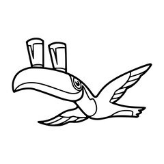 cartoon flying toucan with beer glasses © Zen20