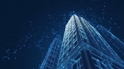 Abstract wireframe cityscape buildings