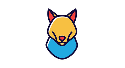 Obraz premium Colorful cartoon illustration of a dog's head with a blue bandana.