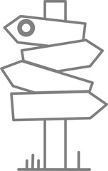 Simple illustration of a directional signpost with multiple blank arrow signs.