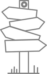 A simple illustration of a signpost with blank directional arrows, ready to be filled.