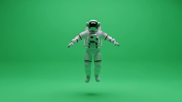 Astronaut Floating in Green Screen Space Suit Studio Light