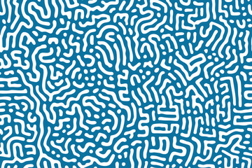Abstract vector pattern with irregular white maze lines on teal background for textile, wallpaper, or digital backdrop use